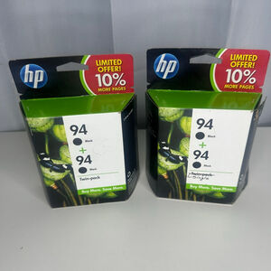 New Genuine Sealed 3 HP 94 Black Ink Cartridges (Exp July 2011)